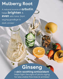 Nuria Defend Triple Action Eye Cream - Mulberry Root (a natural source of arbutin, helps brighten & even skin tone. Start saying goodbye to dark circles!) and Ginseng (a skin-soothing antioxidant helps fight the signs of photo aging for less visible fine lines & wrinkles!)