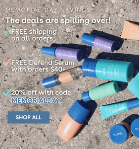 Memorial Day Savings, The deals are spilling over! FREE shipping on all orders, Get a FREE Defend Serum with orders $40+, 20% off with code MEMORIALDAY, SHOP ALL