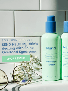 SOS: Skin Rescue! SEND HELP! My skin's dealing with Shine Overload Syndrome. SHOP RESCUE.