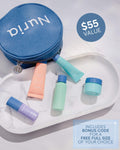 Five Minis and a Nuria Cosmetic Bag, Includes a Bonus Code for a Free Full Size of Your Choice, $55 Value